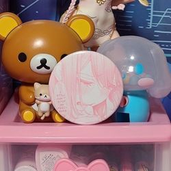 Pink Crying Anime Girl Button
