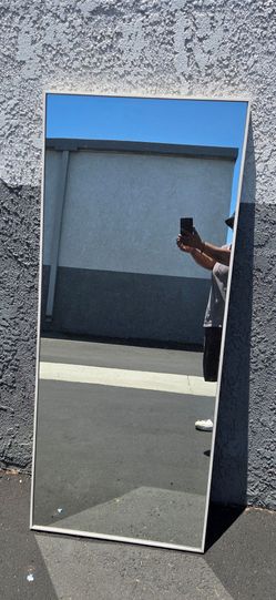 Modern Full-Length Wall Mirror | Gray Wood Frame | Excellent Condition