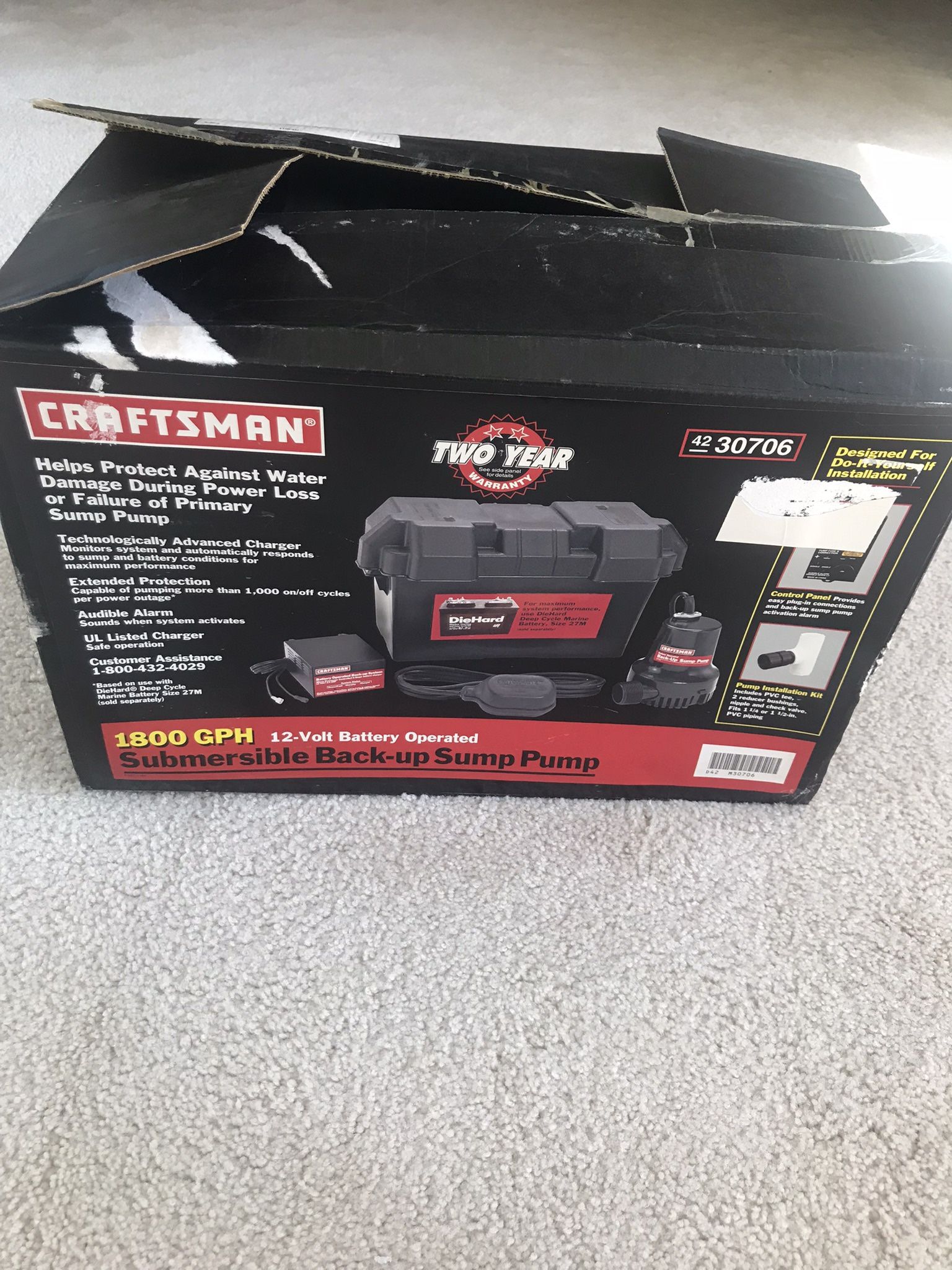 Craftsman Backup Sump Pump - New