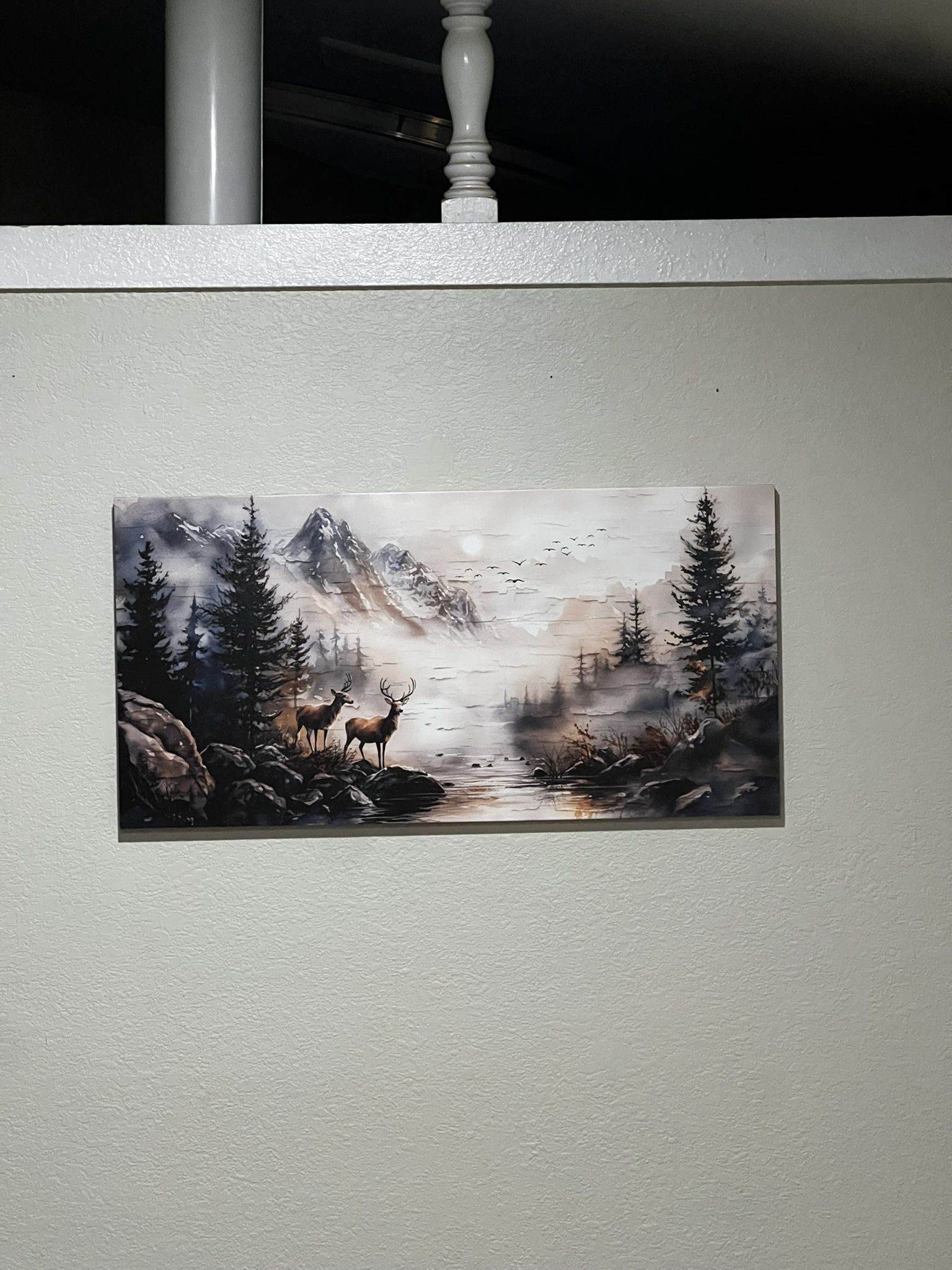 Large Abstract Elk Forest Canvas Wall Art – 40” x 20