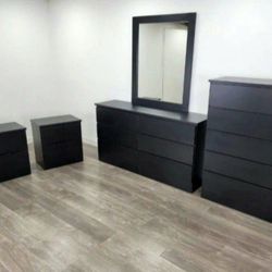Dresser with Mirror, Chest and 2 Nightstands ⚜️ Cómoda con Espejo, Gavetero y 2 Mesitas de Noche 