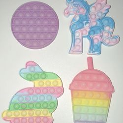 Set of 4 Shaped Tactile Sensory Toys - Unicorn, Bunny, Drink, Circle