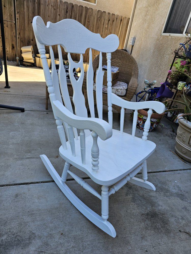 Mothers Day! Large White Rocking Chair