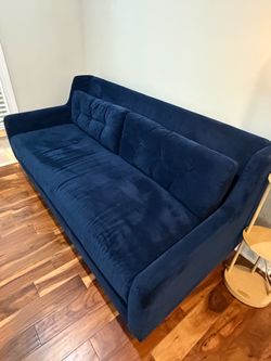 Beautiful  West Elm Crosby Mid-Century Blue Velvet Sofa
