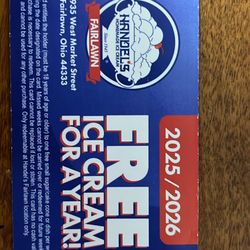 1 YEAR FREE ICECREAM OF YOUR CHOICE  Card
