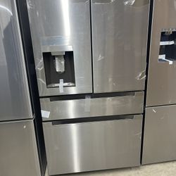 Midea 36 Inch 4-Door French-Door Refrigerator with 21.6 Cu. Ft. Capacity-stainless Steel