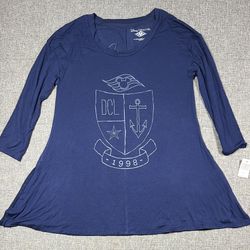 Disney Cruise Line Crest Navy Blue 3/4 Sleeve Tunic Shirt Women’s Size XS  