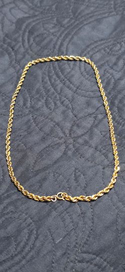 12K Gold Rope Chain Necklace 19" Solid Gold Classic Rope Design