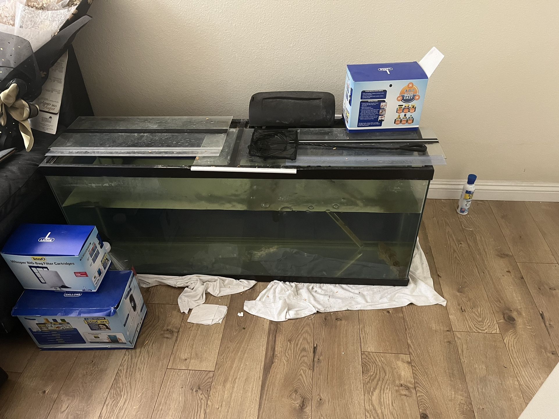 55 Gallon Fish Tank, 55 Gallon Water Filter, And Aquarium Heater