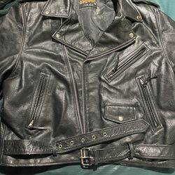 Men’s  Leather Motorcycle Jacket Sz 48