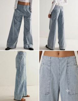 Women’s Wide-Leg Jeans – Soft, Loose-Fit, Low-Rise, Elastic Waist, Y2K Fashion Denim Pants Size XL