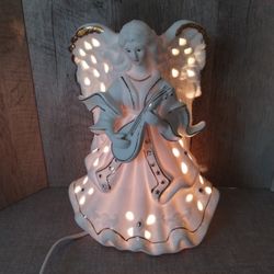 Light Up Porcelain Tabletop Christmas Angel with Cord