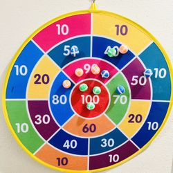 Dart Board Double Sided for Kids with 12 Sticky Balls
