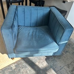Blue Velvet Sofa And Chair 