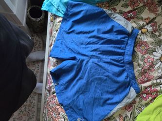 Mens Blue Athletic Shorts with Elastic Waistband