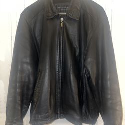 Vintage Mens Black Leather Jacket by Reilly Olmes Collection Size M 