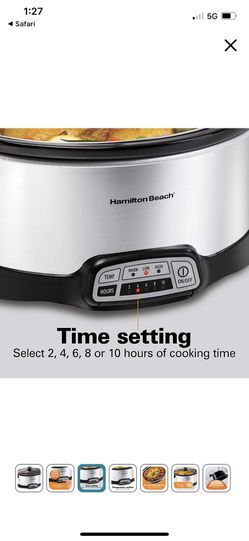 Hamilton Beach Programmable Slow Cooker with Flexible Easy Programming, 5  Cooking Times, Dishwasher-Safe Crock, Lid, 7 Quart, Silver