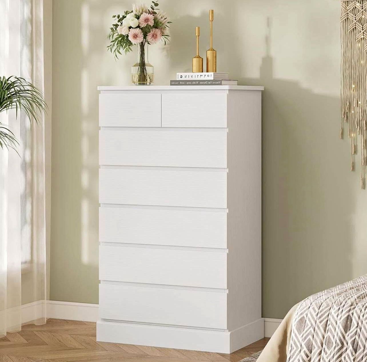 Tall Dresser with 7 Drawers for Bedroom, 51.8'' High Chest of Drawers Storage Organizer for Closet,