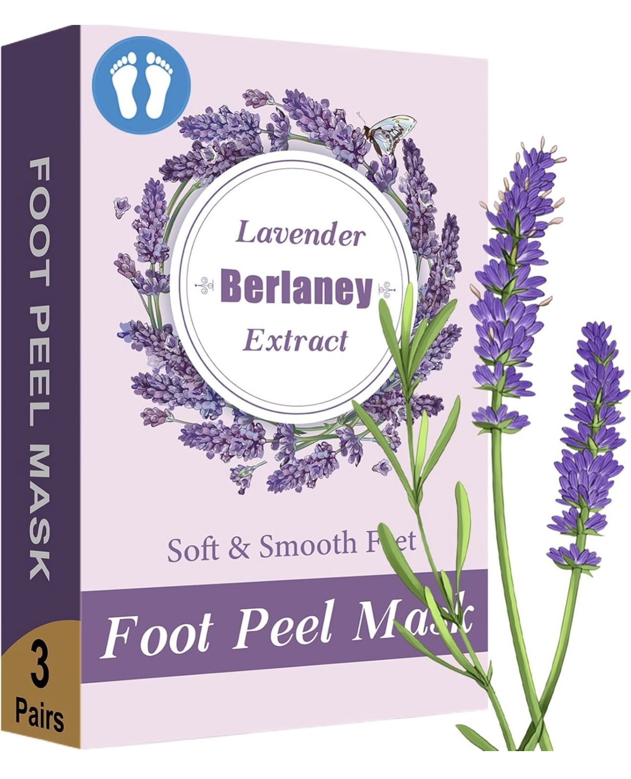 Foot Peeling Mask, Feet Peeling Masks for Dry, Cracked Heels & Calluses with Natural Lavender in 1-2 Weeks, Exfoliating Mask Make Feet Baby Soft, 3 Pa