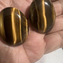 Vintage Clip on Tiger eye Earrings