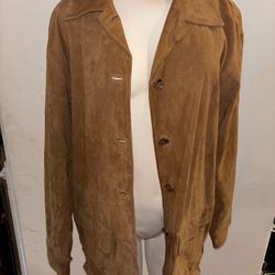 Ladies suede leather medium jacket and pants suit vintage