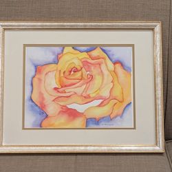 Original Watercolor Tea Rose M. Kornreich 