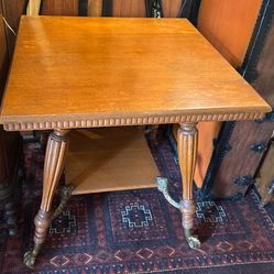 Victorian Parlor Table with Fluted Legs & Lion Claw Foot SOLD AS IS