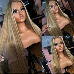 Ash Blonde Ombre Lace Front Wig High Temperature 