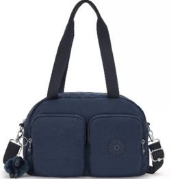 Kipling Cool Defea Shoulder Bag in a deep blue nylon fabric