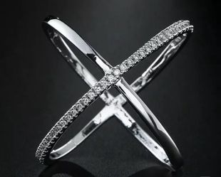 New white gold plated layered ring