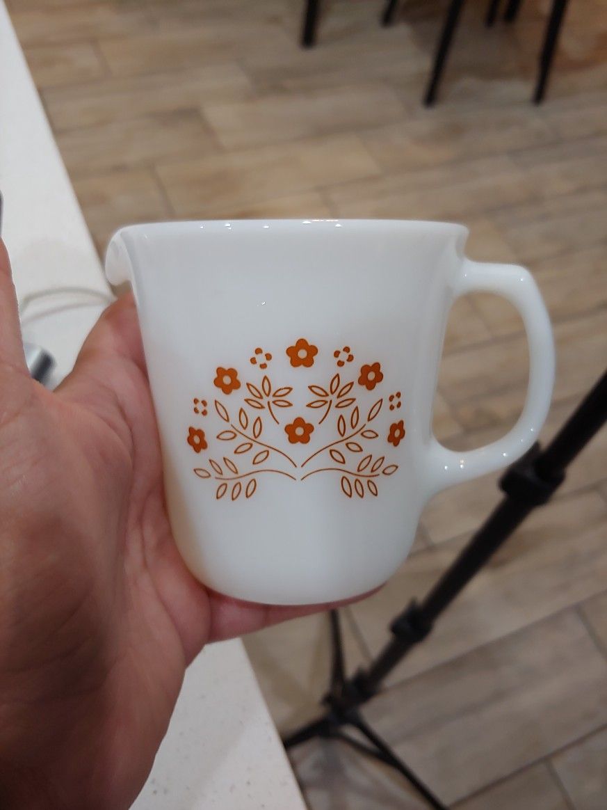 Vintage 1960s Pyrex Milk Glass Summer Impressions Ginger Creamer