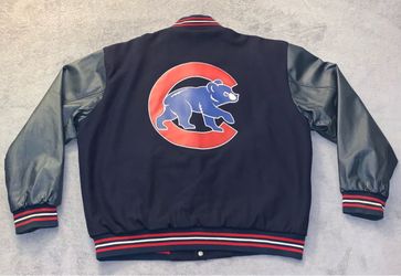 Chicago Cubs JH Baseball Jacket Mens 2XL Blue Leather Sleeves Reversible Vintage