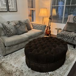 Complete Chenille Living Room Set - Sofa, Chair 