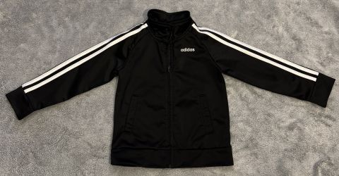 Kids Sz 3T Black White Classic Adidas Track Jacket 2 Pockets zip Up EUC 12x15