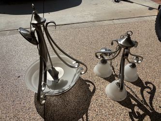 Brushed Nickel Chandelier Light Fixtures Set of 2