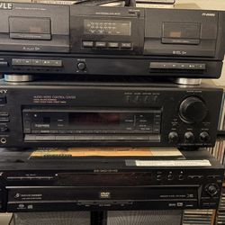 Sony Receiver & 5 Disc CD Changer & Pyle Cassette Deck