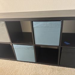 Modern IKEA Cube Storage Shelf with Fabric Bins – Great Condition