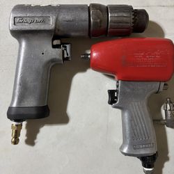Snap-On pneumatic drill and Blue Point 1/4” drive pneumatic impact