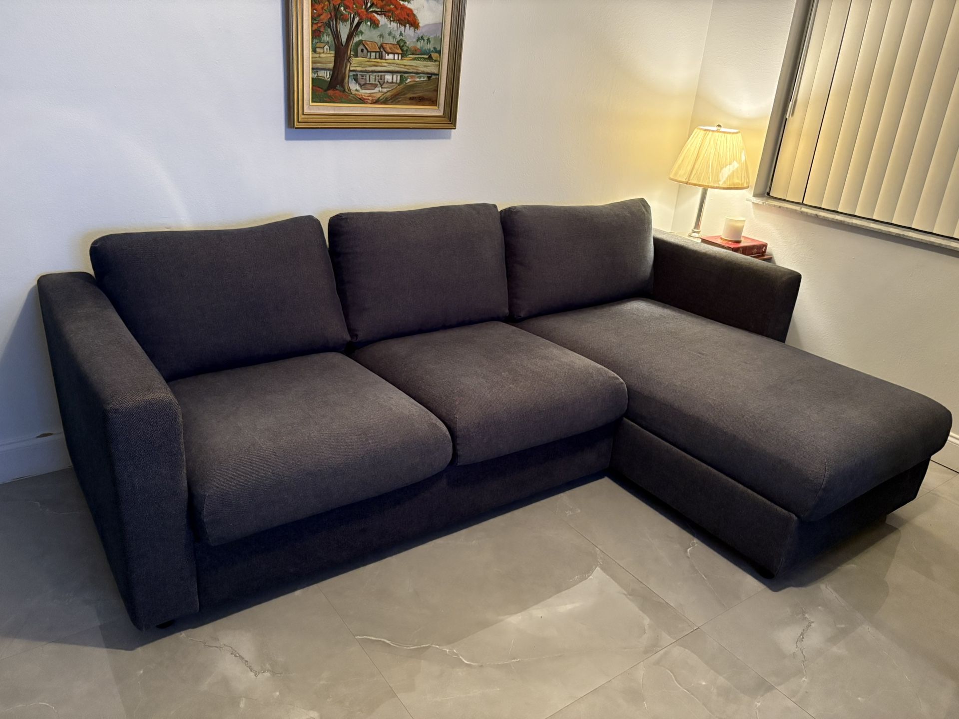 Finnala IKEA Gray Couch With Chaise & Storage