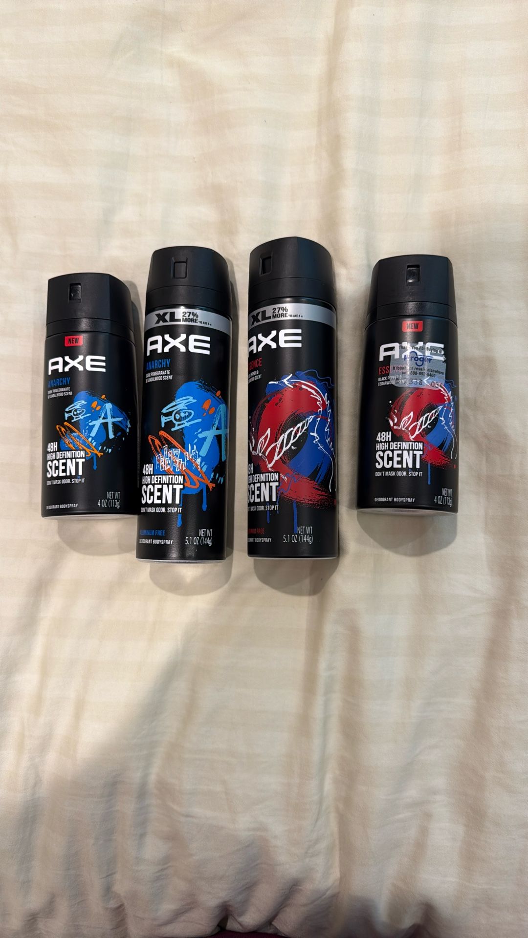4 New AXE Deodorant Bodyspray