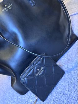 Kate Spade Black Tote & Matching Quilted Wallet — Authentic
