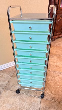 10 drawer rolling cart storage organizer- mint green