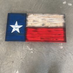 Hardwood, American and Texas flag wall decor