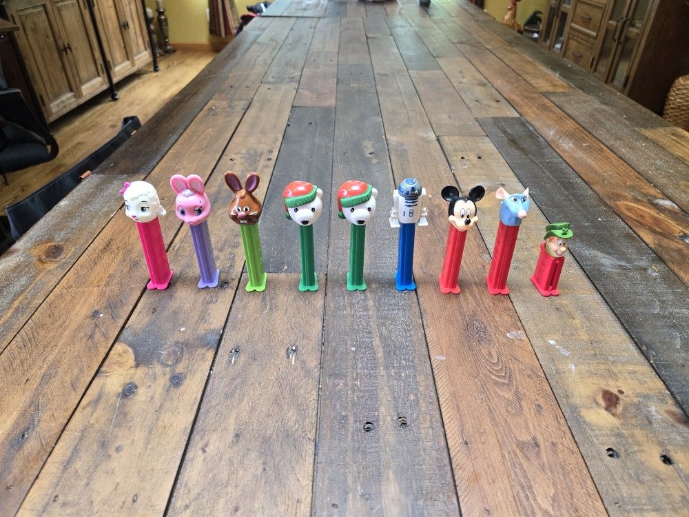 9 PEZ Collectible Lot - Easter, Christmas, Star Wars, Disney