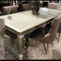 Rectangular Extension Table And 4 Upholstered Chairs ( 5 Piece) Dining Set 👍 Best Quality 🌟 Brand New ⭐️ Fastest Delivery 🚚 