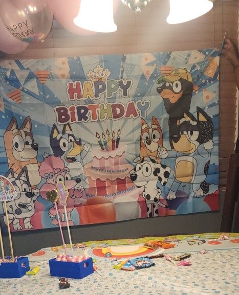 Happy Birthday Bluey Back Drop