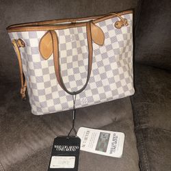 Louis Vuitton Neverfull Damier Azur MM tote