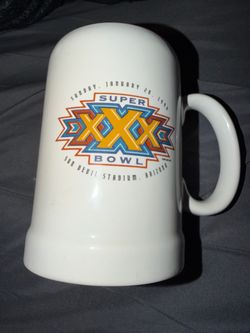 NFL Football Team Super Bowl XXX Glass Mug Collectible Cowboys Steelers Used