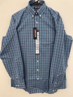 Kirkland Signature Men’s Plaid Button Down Shirt 16 36/37 NWT