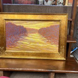 Fall Sunburst On The Delaware By Gordon Haas With Kiki Designs Handcarved Frame Utilizing Badura Trace